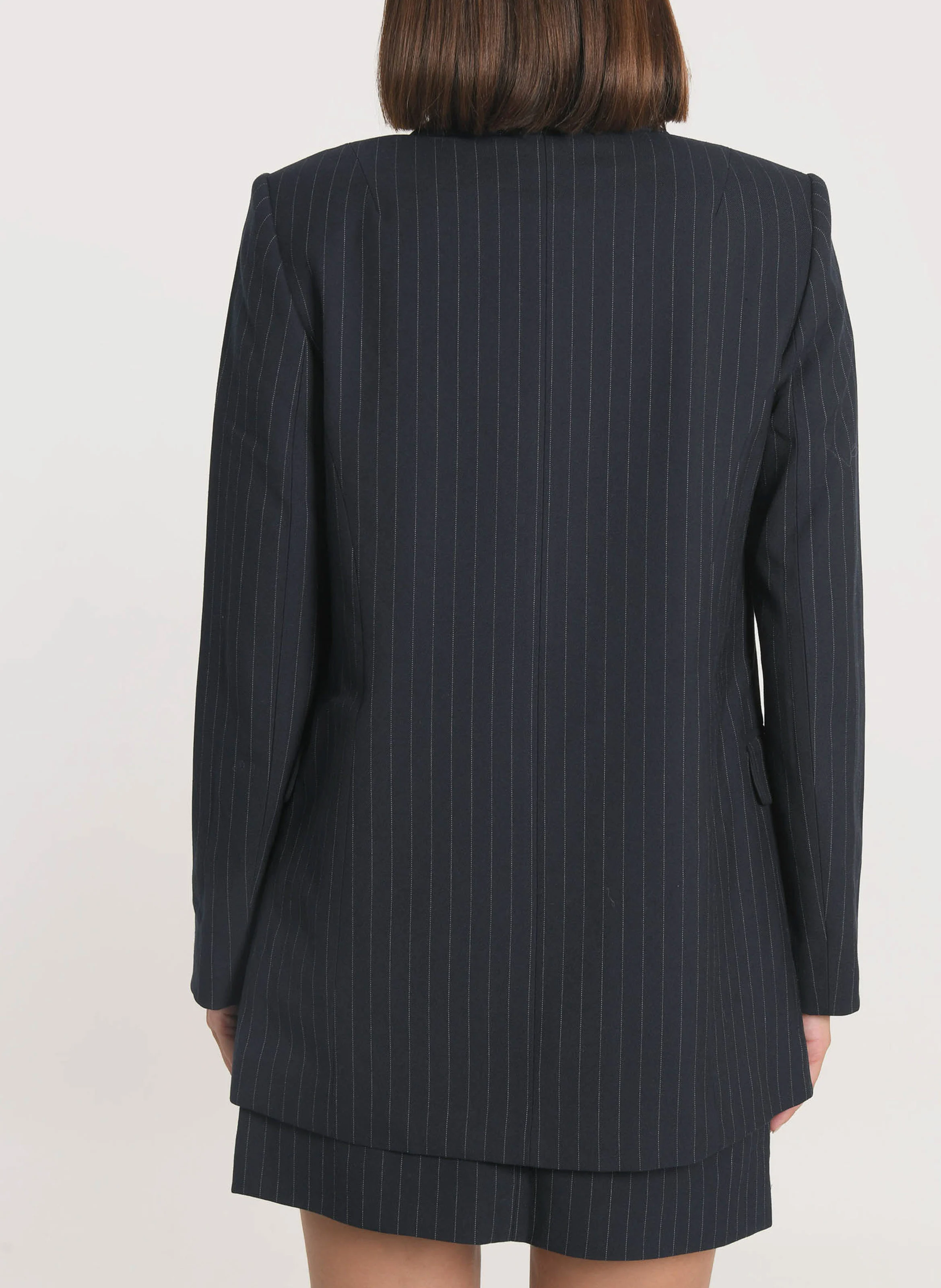 AUDREY - Veste droite rayée | Bleu