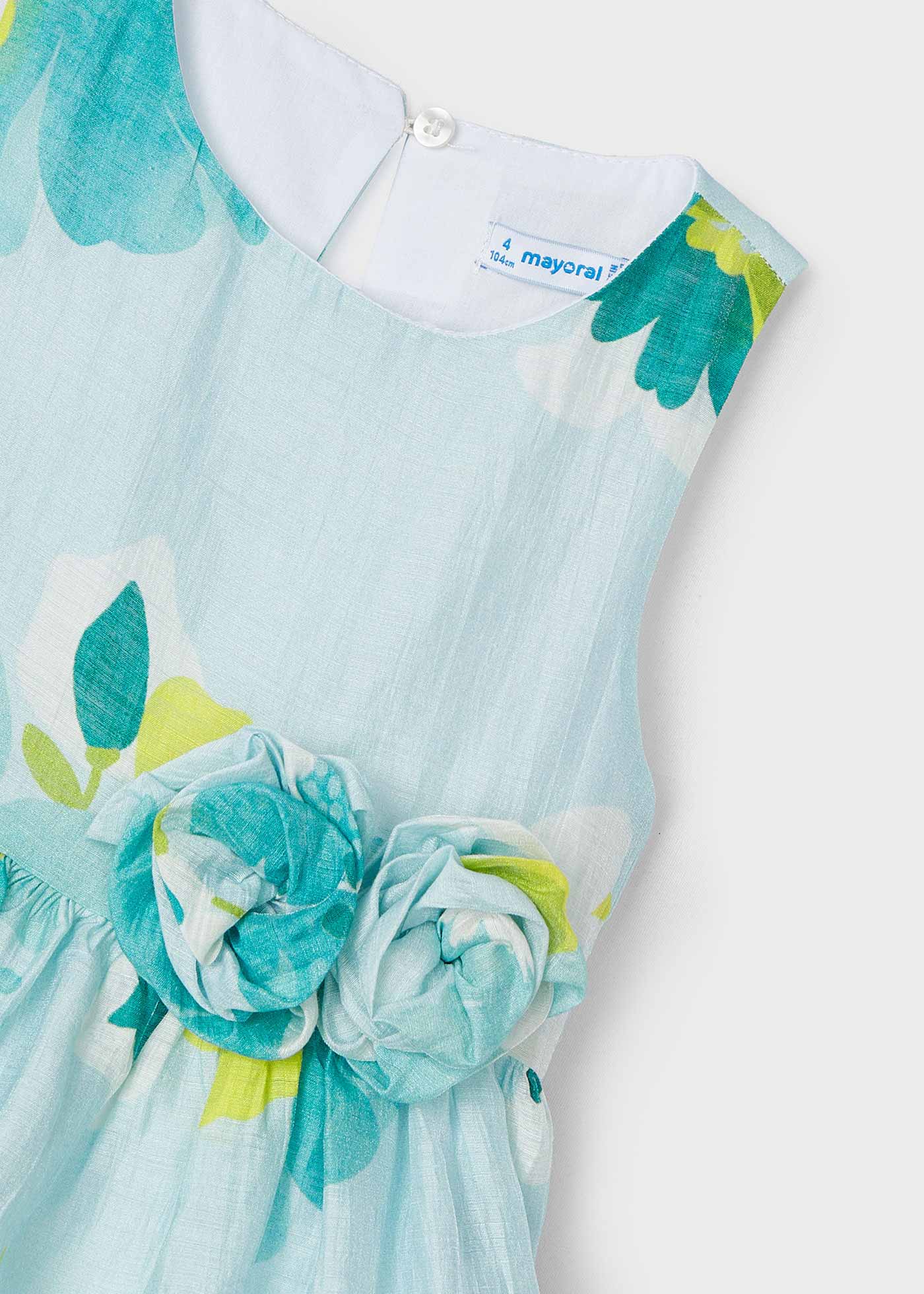Vestido fúcsia estampado com costas abertas para meninas