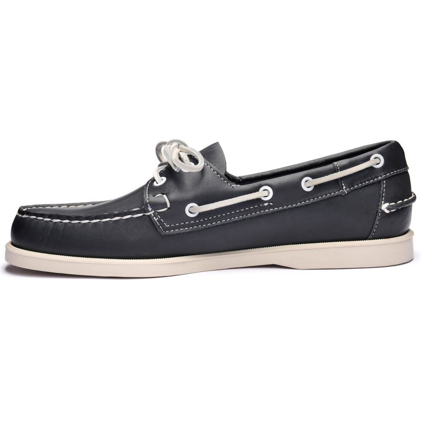 DOCKSIDES CUIR Blue Navy-Chaussures bateau pour homme en cuir marine Portland
