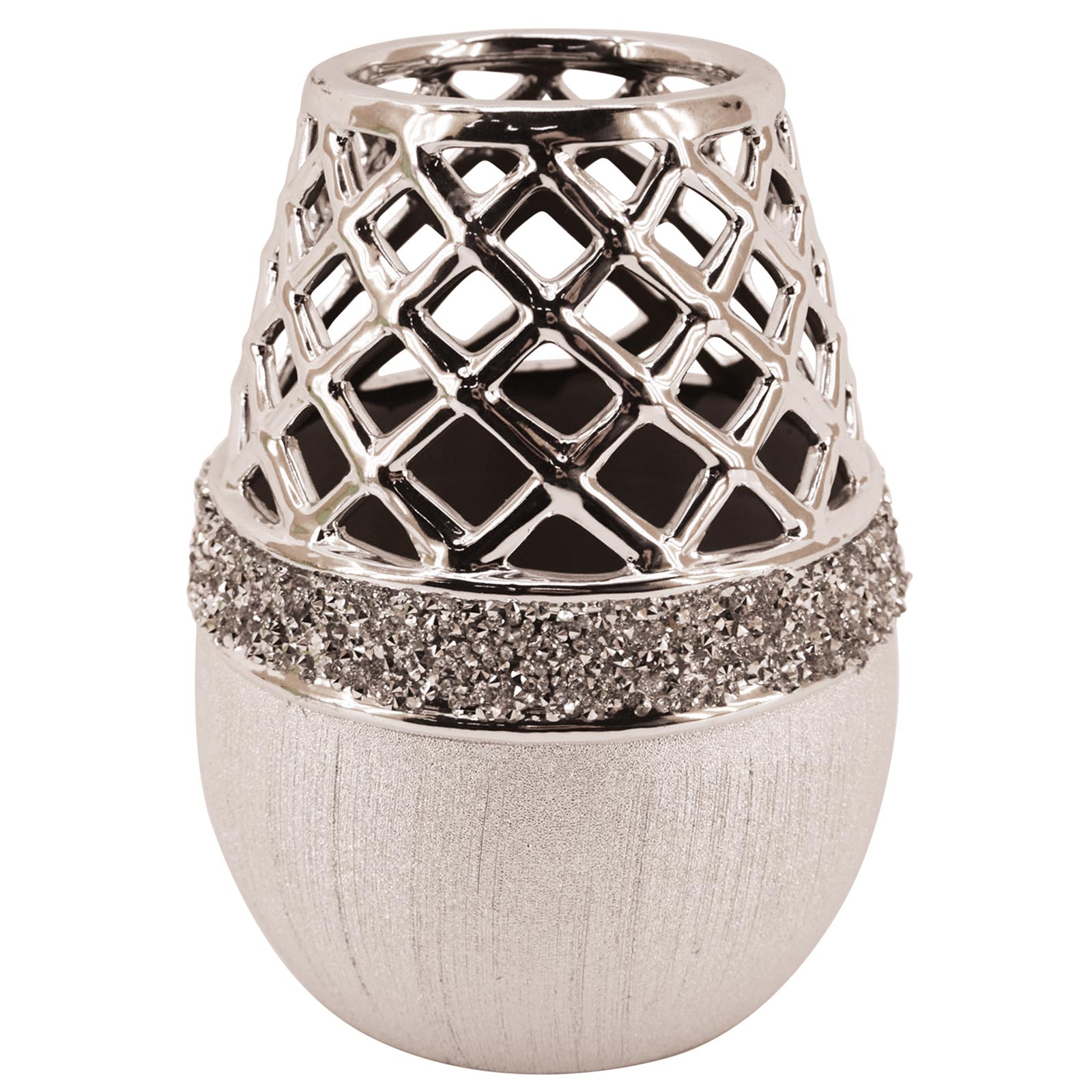 Deko-Vase - silber - 19,5 cm hoch