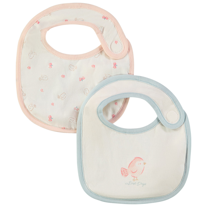 Lot de 2 bavoirs fantaisie doublés éponge pour bébé fille