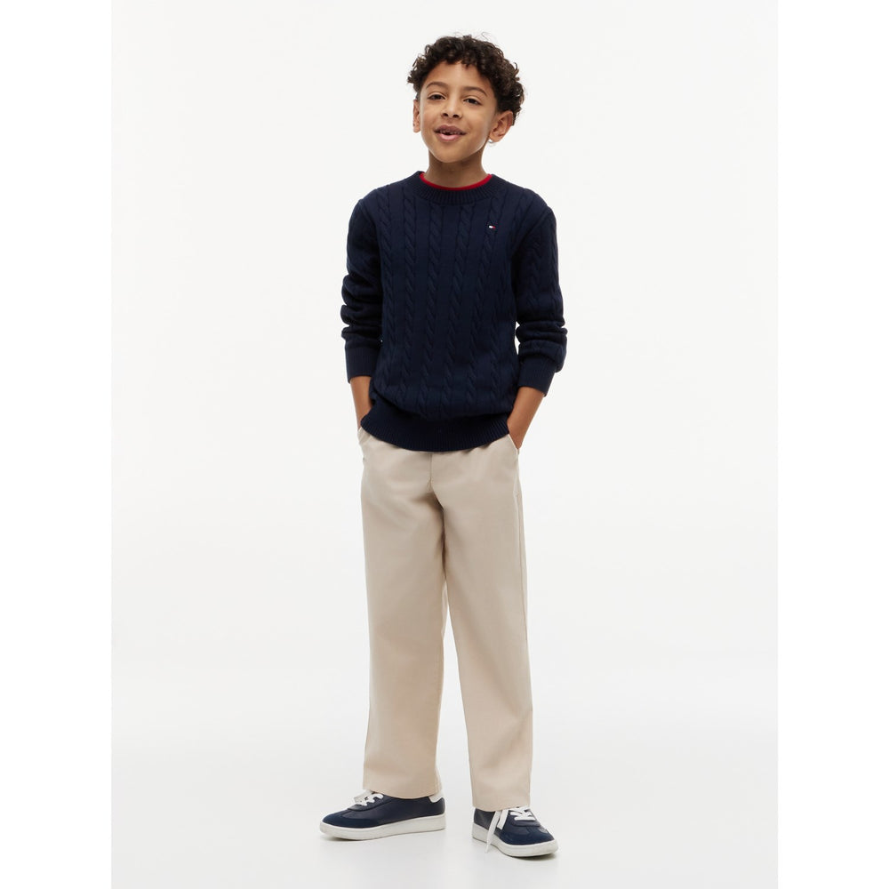Køb Tommy Hilfiger Dark Night Navy Bomuld Cable Sweater