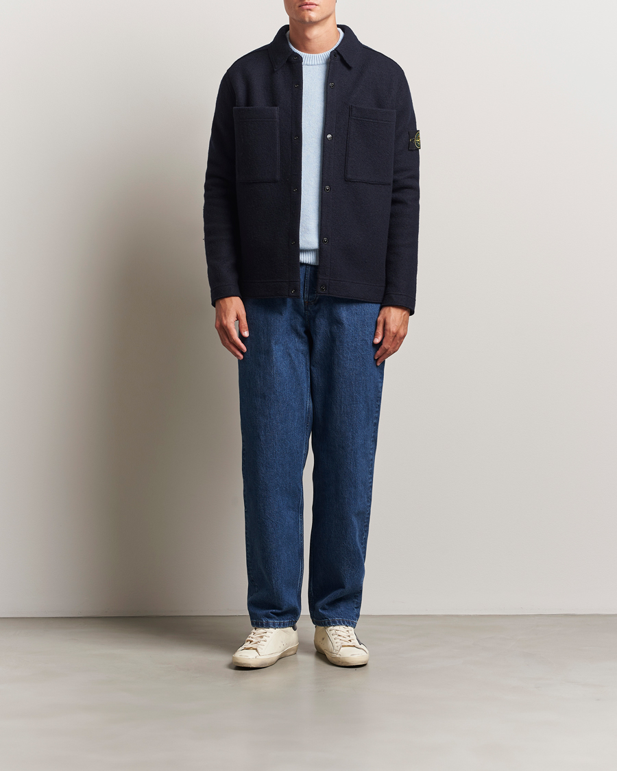 Stone Island Felted Wool Overshirt Navy