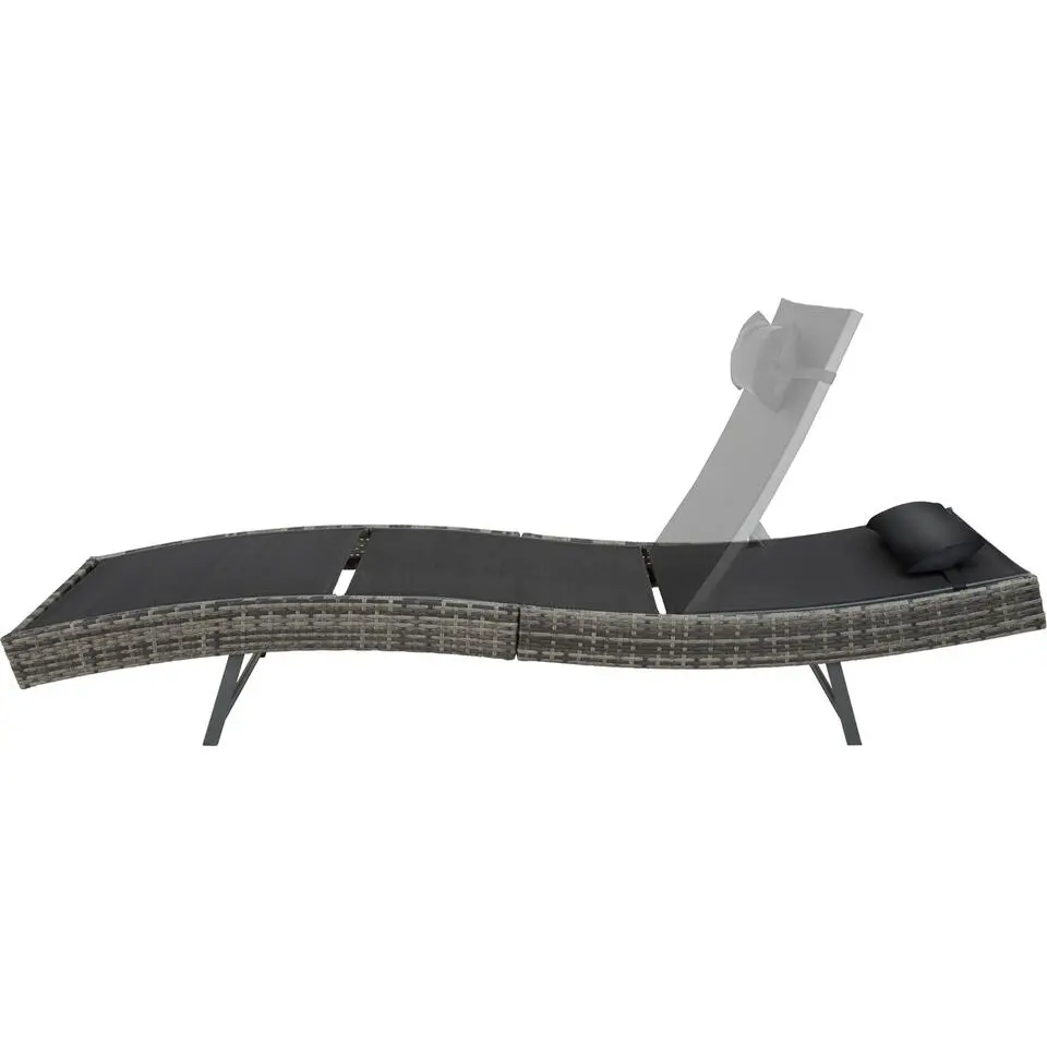 tectake Wicker ligbed Moana, Grijsgevlekt