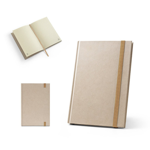 hi!dea 93286 - Cahier A5 à couverture rigide en papier de canne à sucre (80 % canne à sucre) avec pages lignées