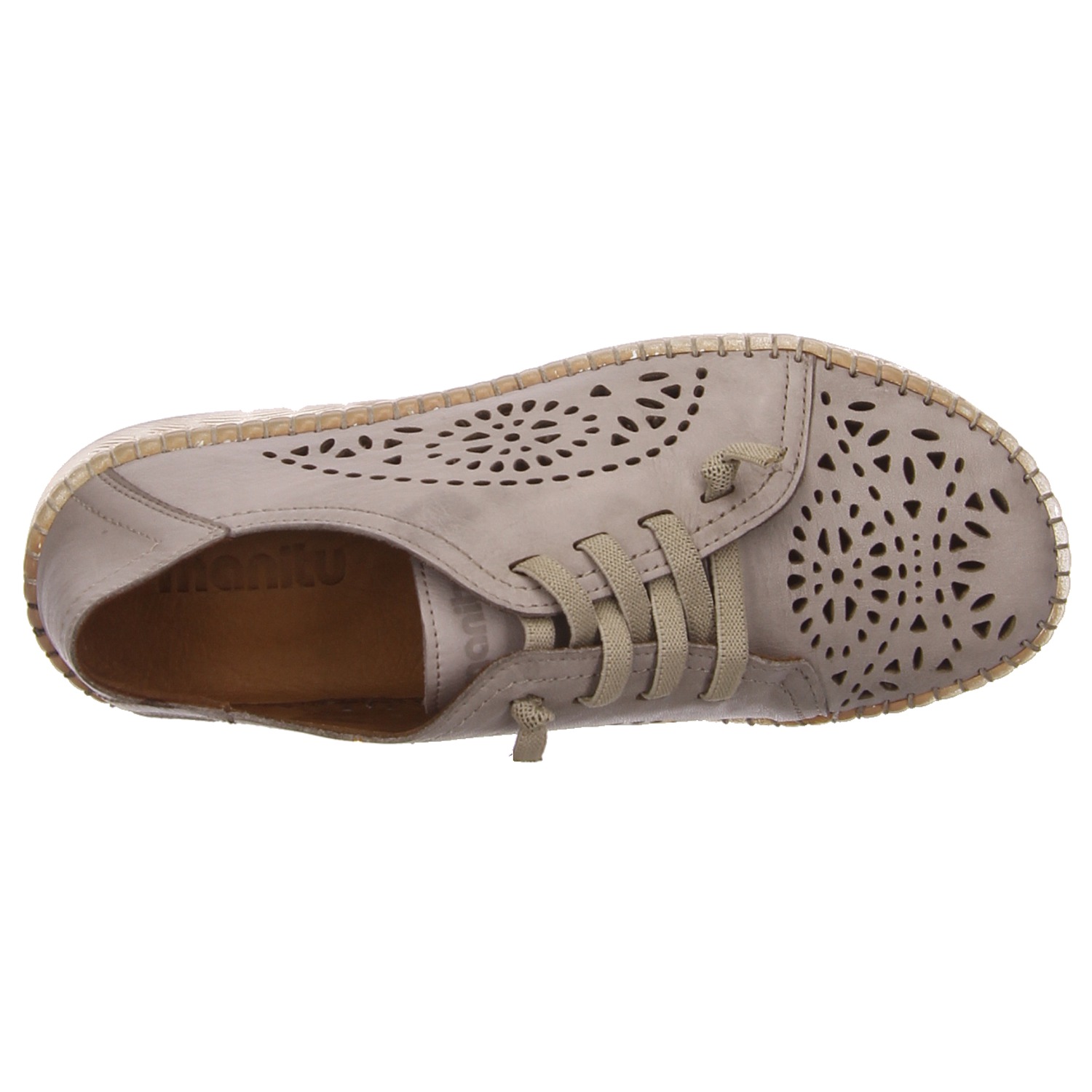 Manitu Schnürhalbschuh beige grau