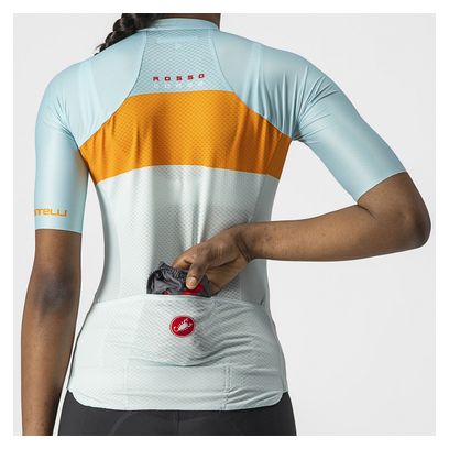 Maillot Manches Courtes Femme Castelli Aero Pro Bleu / Orange