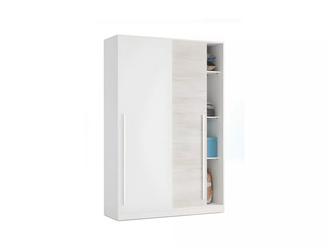 Armoire 2 portes coulissantes Blanc - PANDA - L 120 x l 50 x H 200 cm