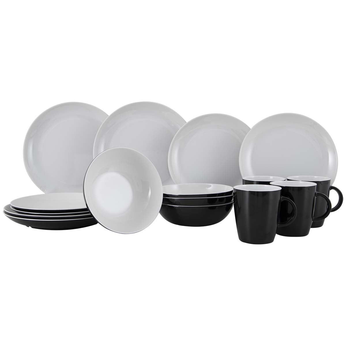 Gimex Solid Line 16-delig serviesset - Black/White