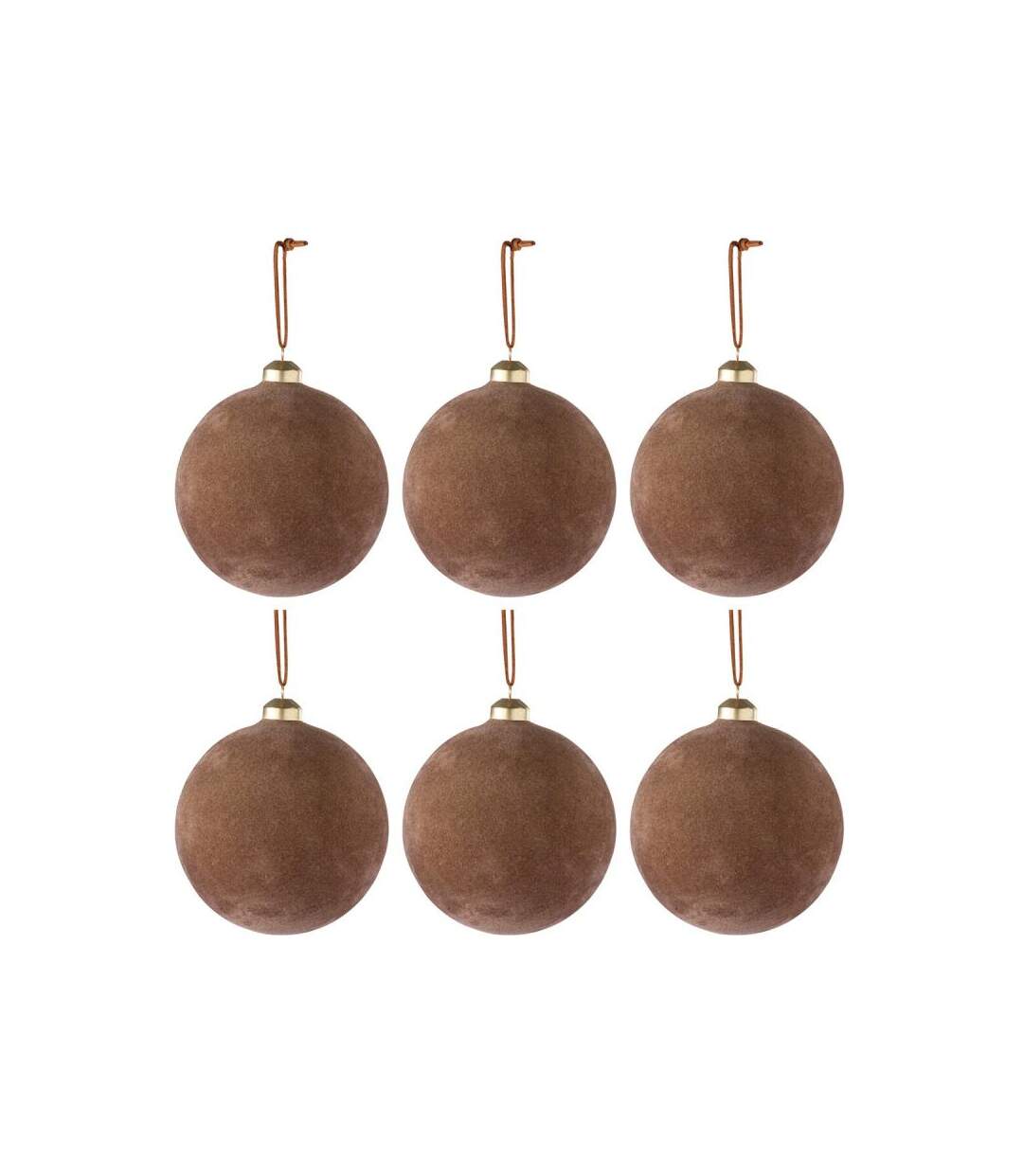 Paris Prix - Lot De 6 Boules De Noël Déco velours 8cm Ocre