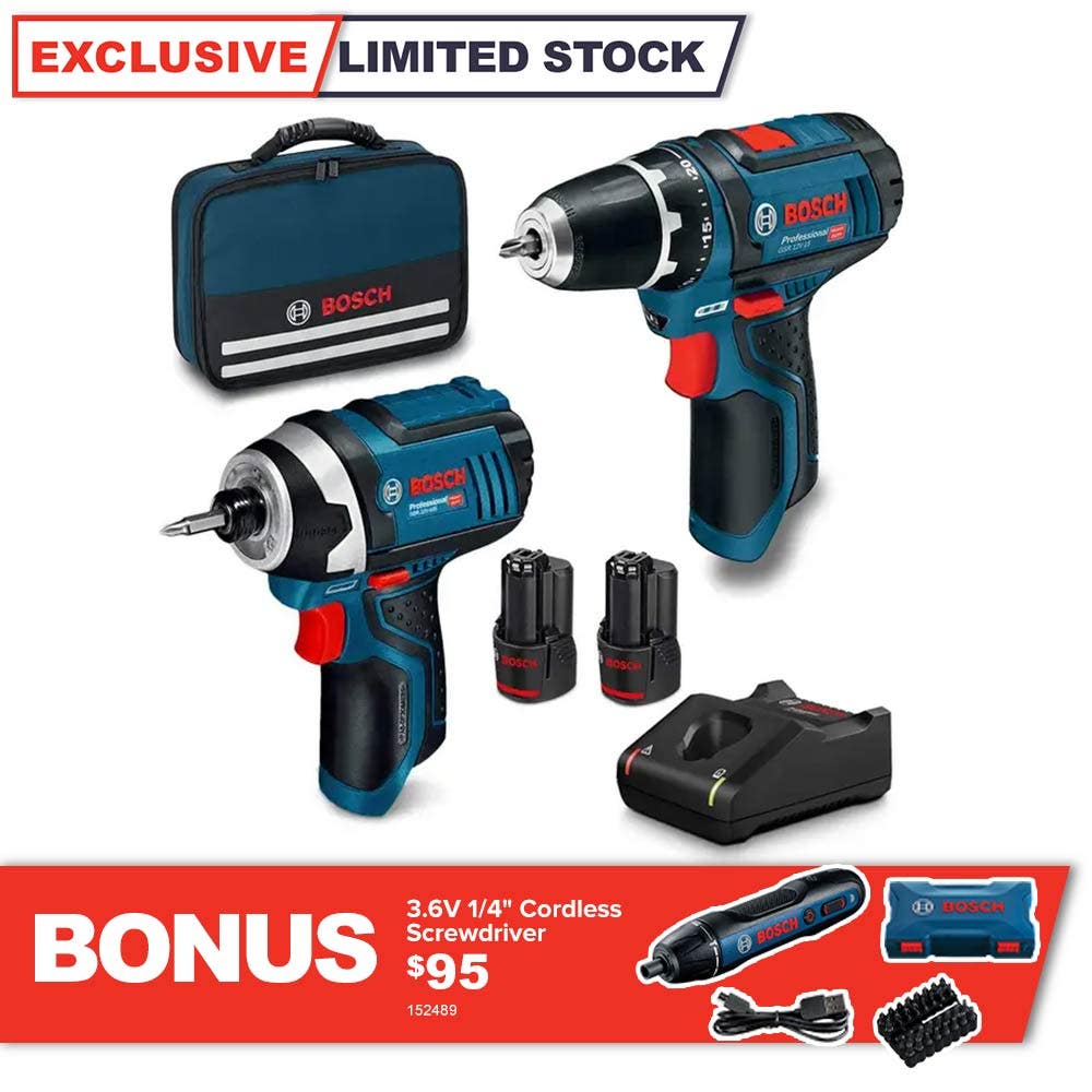 Kit combinado BOSCH 12V com 2 baterias de 2,0Ah (código 0615990L1G)