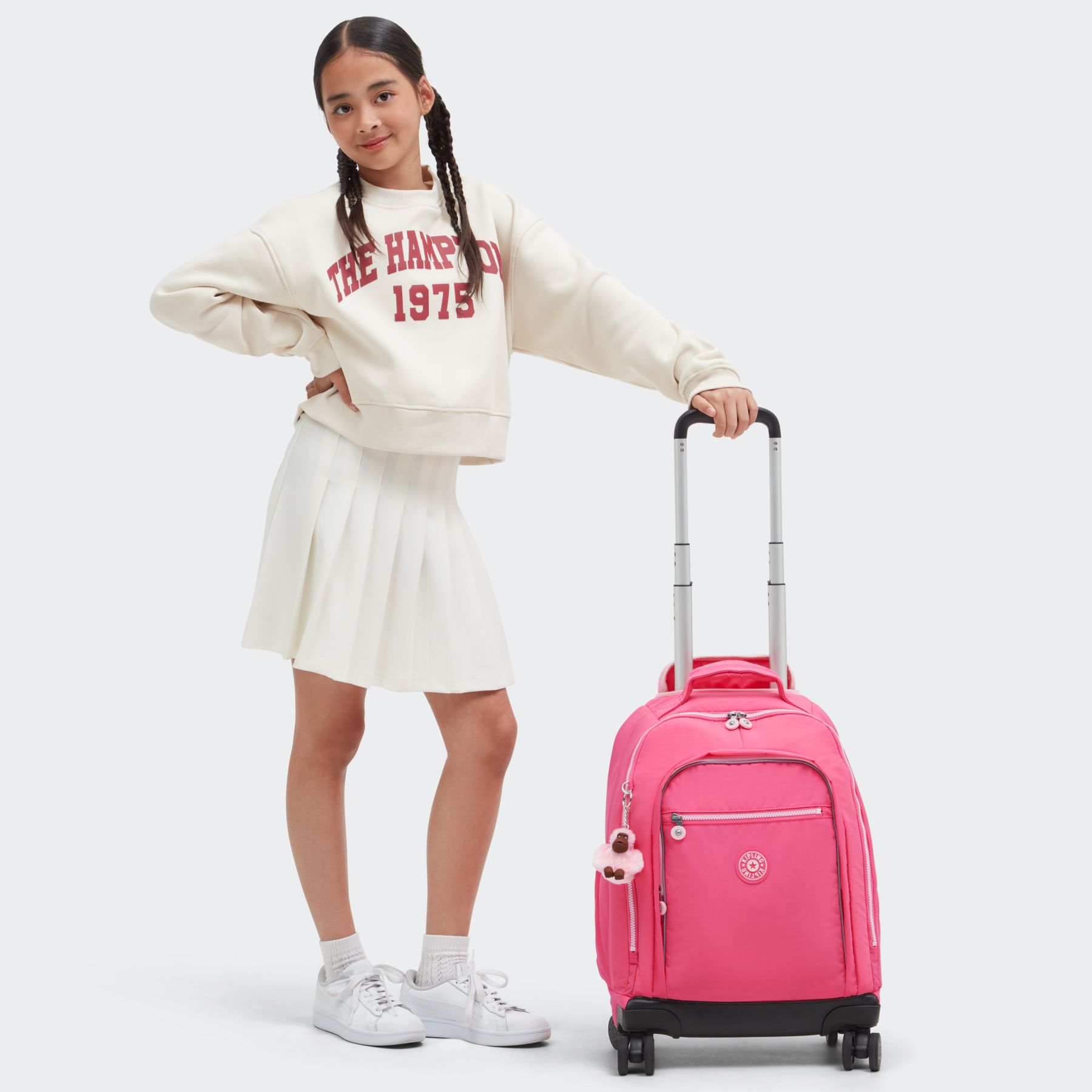 NEW ZEA Grand sac à dos à roulettes pour enfants avec protection pour ordinateur - Happy Pink Combo