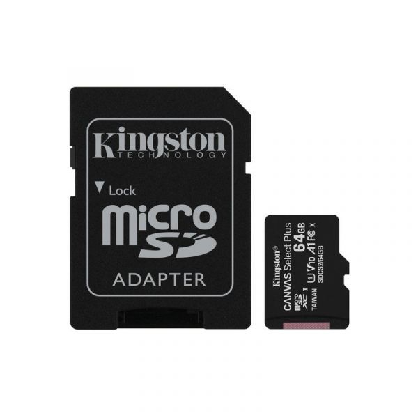 Kingston 64GB MicroSDHC Canvas Select Plus Class10 UHS-I   Adaptador