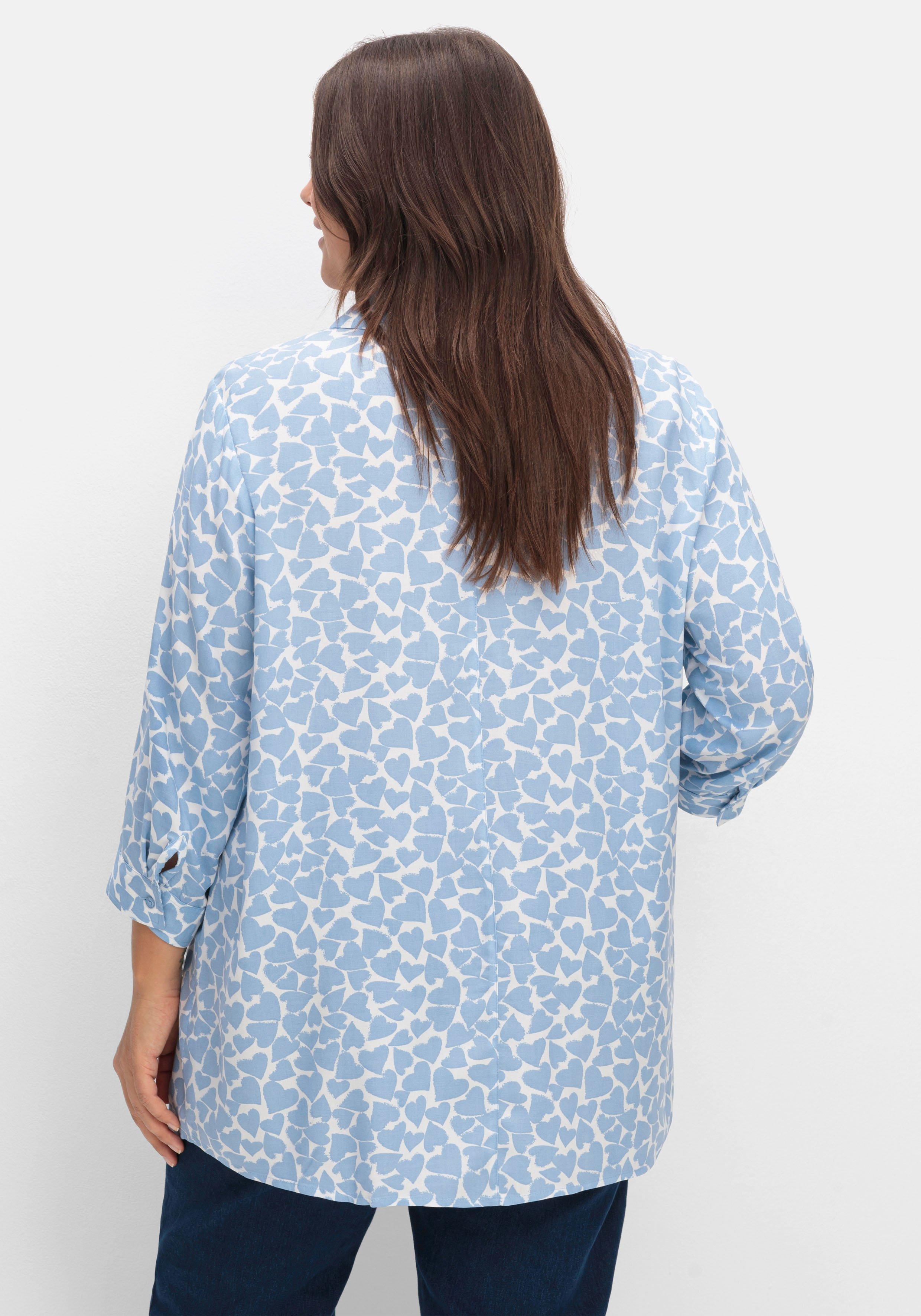 Bluse mit Herz-Alloverprint und 3/4-Ärmeln