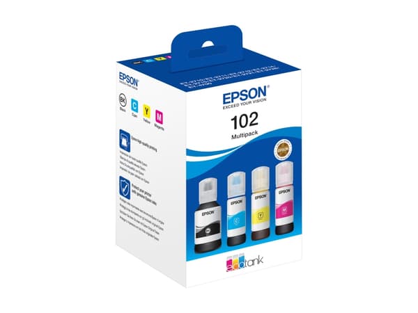 Epson 102 Multipack - 4-pack - svart, gul, cyan, magenta - original - blekkpatron - for EcoTank ET-15000, 2750, 2751, 2756, 2850, 2851, 2856, 3850, 4