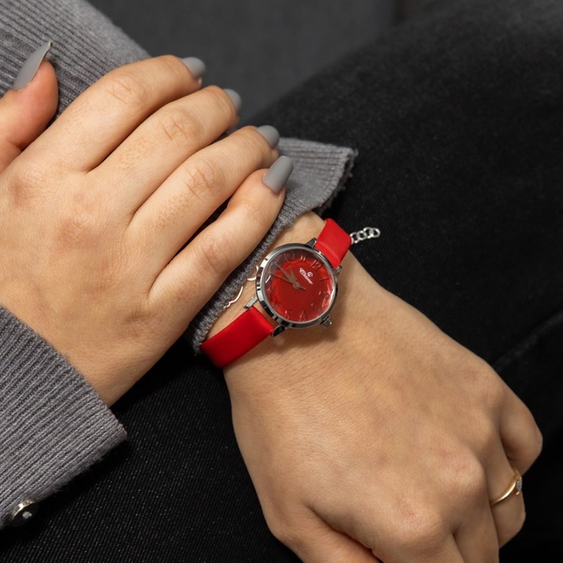 Montre Femme CHTIME bracelet Cuir Rouge