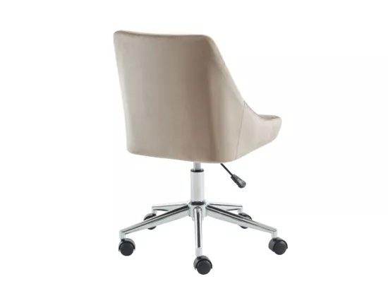 Chaise de bureau MASURIE - Velours - Beige - Hauteur ajustable