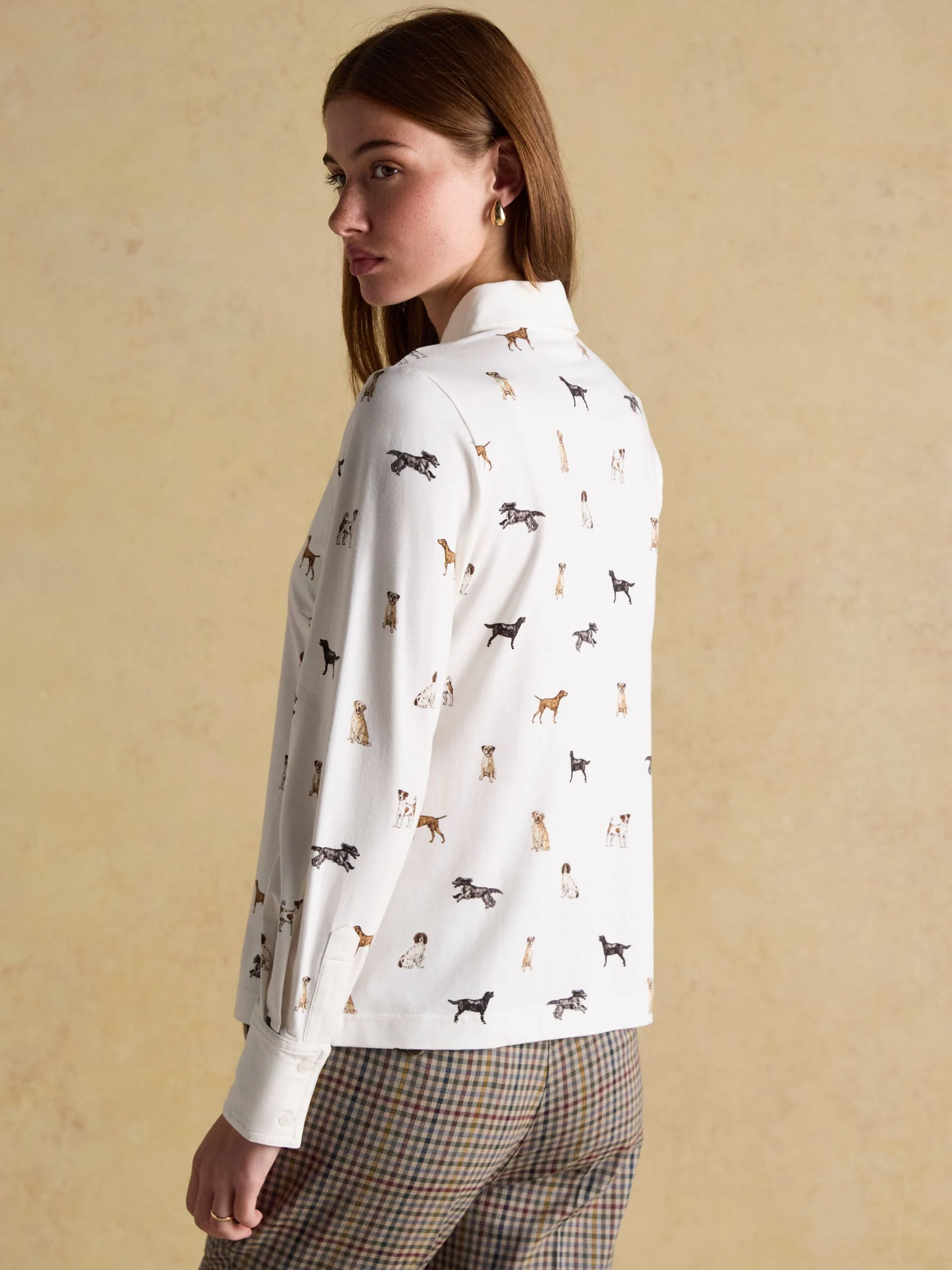 Wit met honden - Joules Eleanor Tomlinson katoenen jersey overhemd