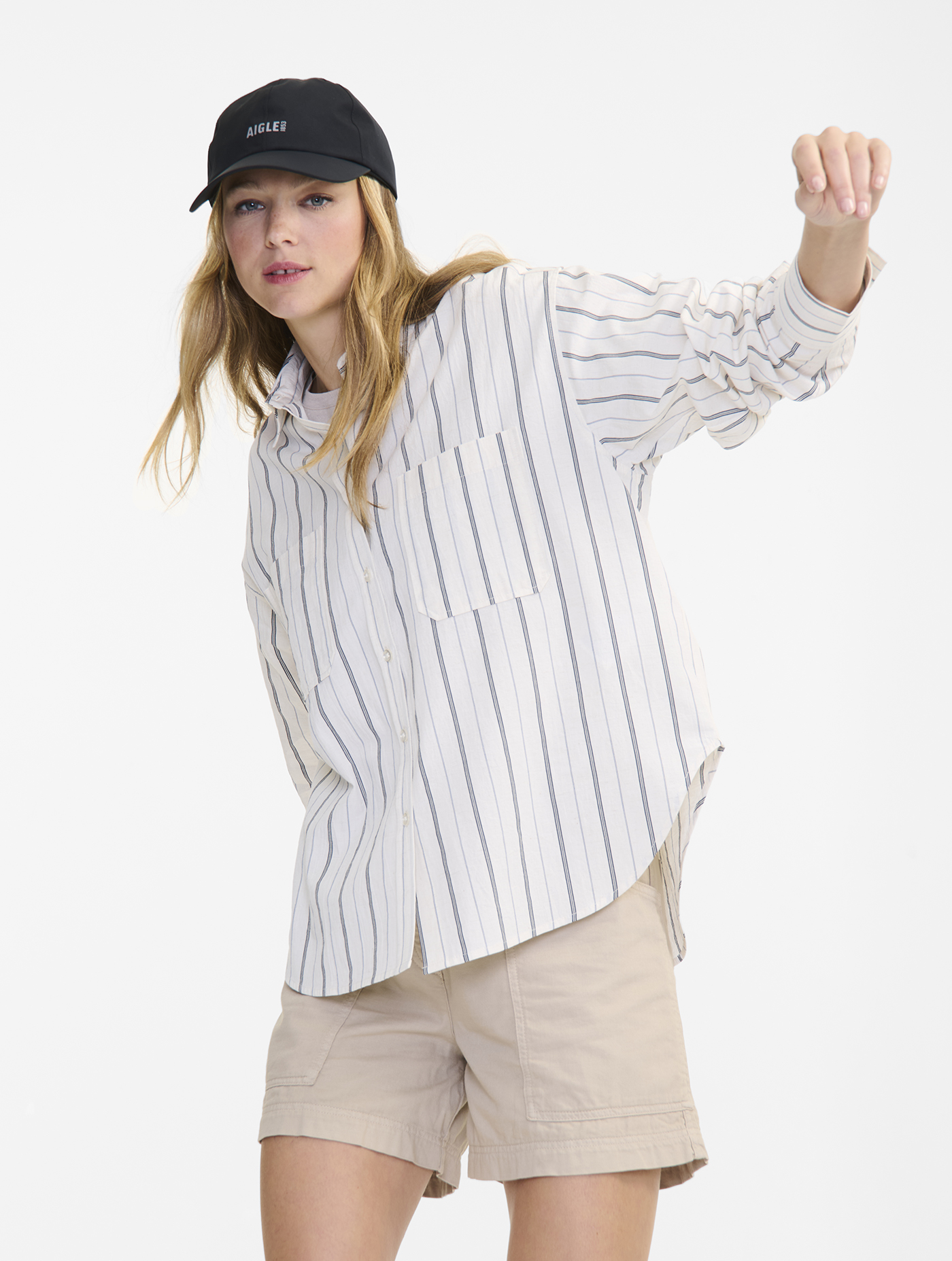 Chemise en coton rayée BLANC ST
