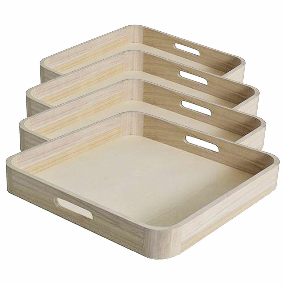 4 plateaux en bois design 35 x 25 cm