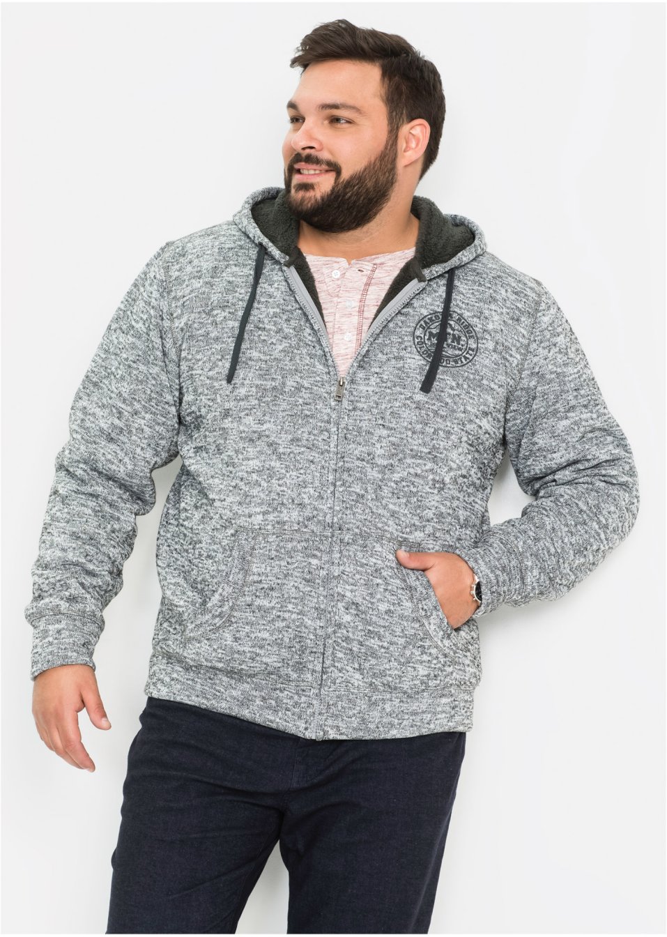 Veste sweat à capuche avec doublure peluche