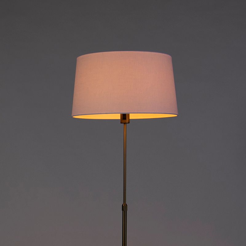 Vloerlamp brons met linnen kap wit 45 cm verstelbaar - Parte