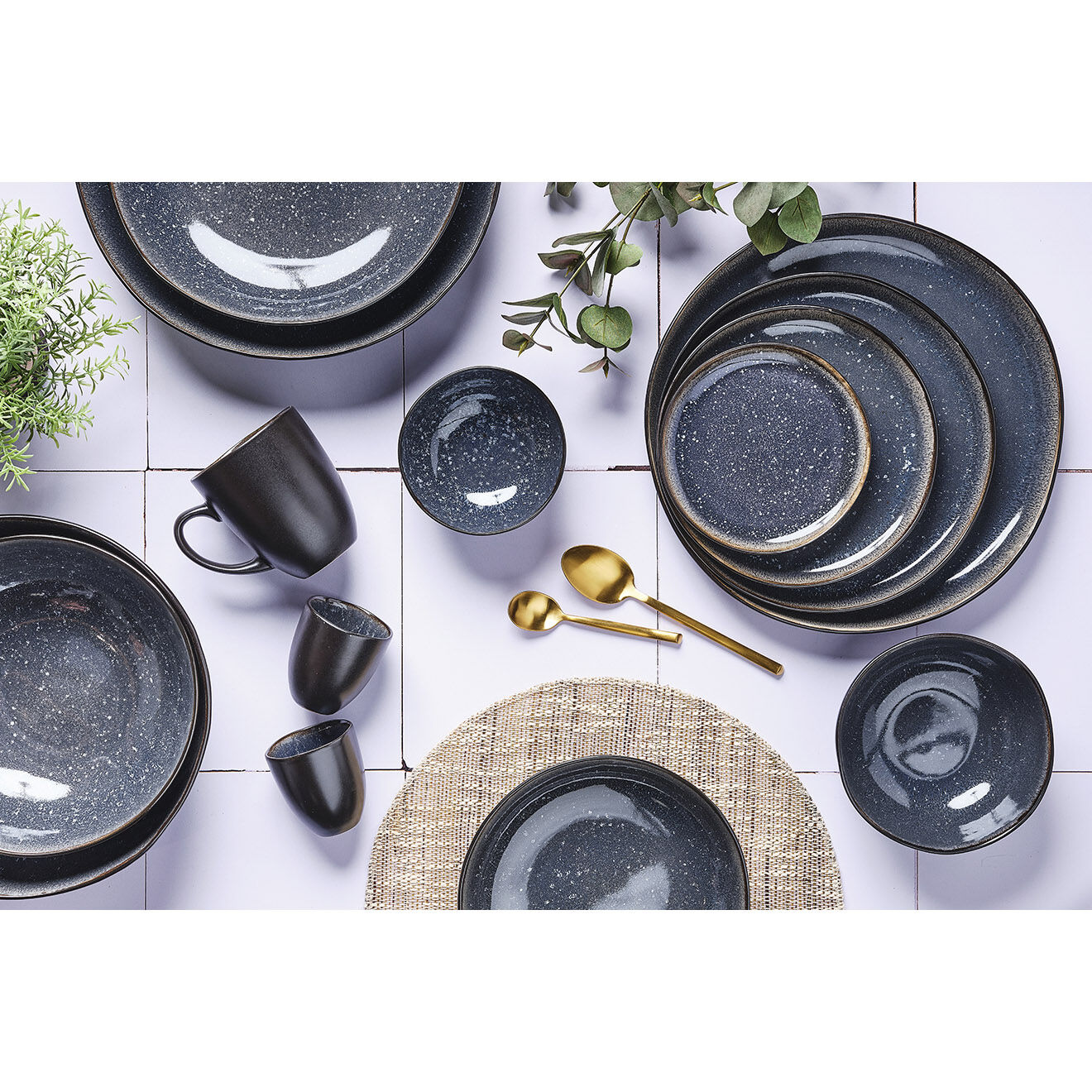 Bjorn 6 Assiettes en Grès Iris bleu foncé - D.16 cm