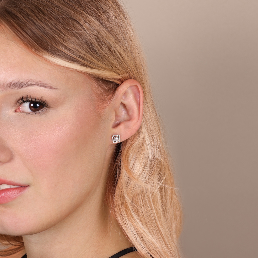0.24 Karat Diamantohrstecker 750/18 K Roségold