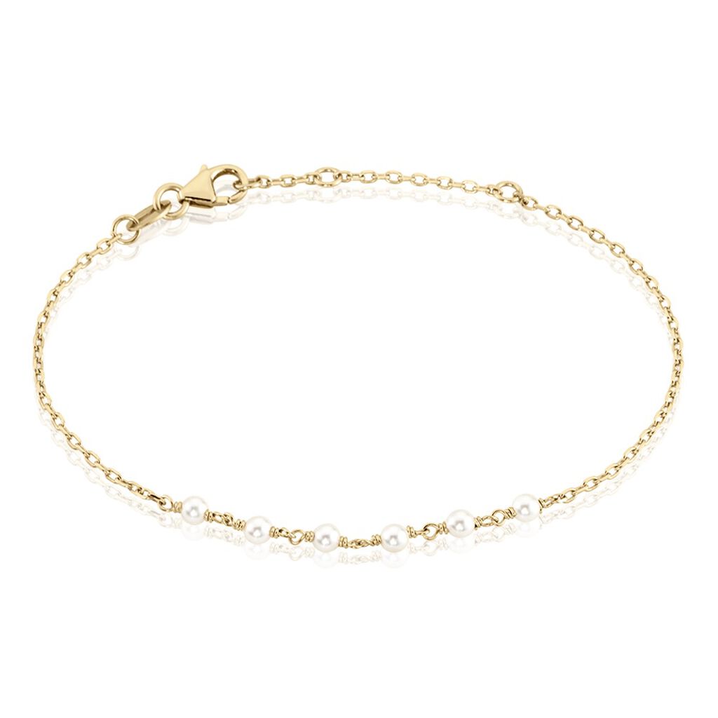 Bracelet Plaqué Or Jaune Aglaya Perles D'imitation