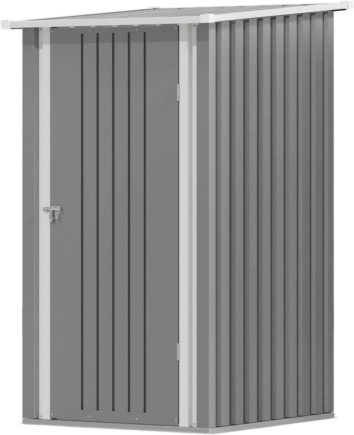 Metall Gerätehaus 1,5m³ 95x98x160 cm Wasserfest Geräteschuppen mit abschließbarer Tür und Pultdach Kleiner Gartenhaus für Hinterhof Terrasse und Rasen, Grau