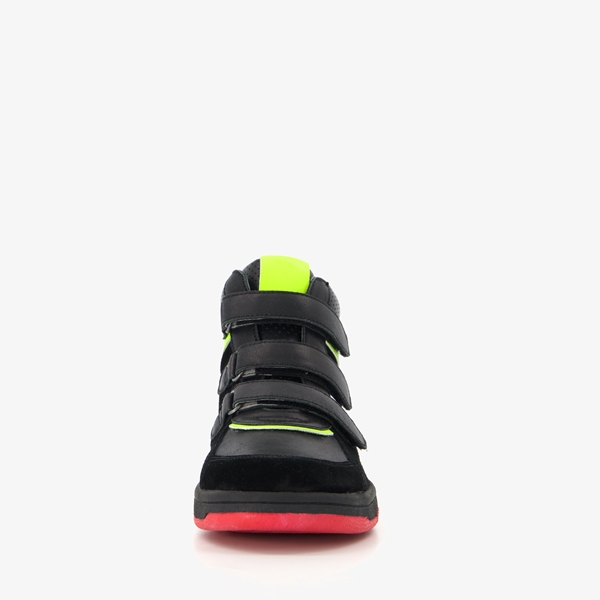TwoDay hoge leren jongens sneakers zwart neon