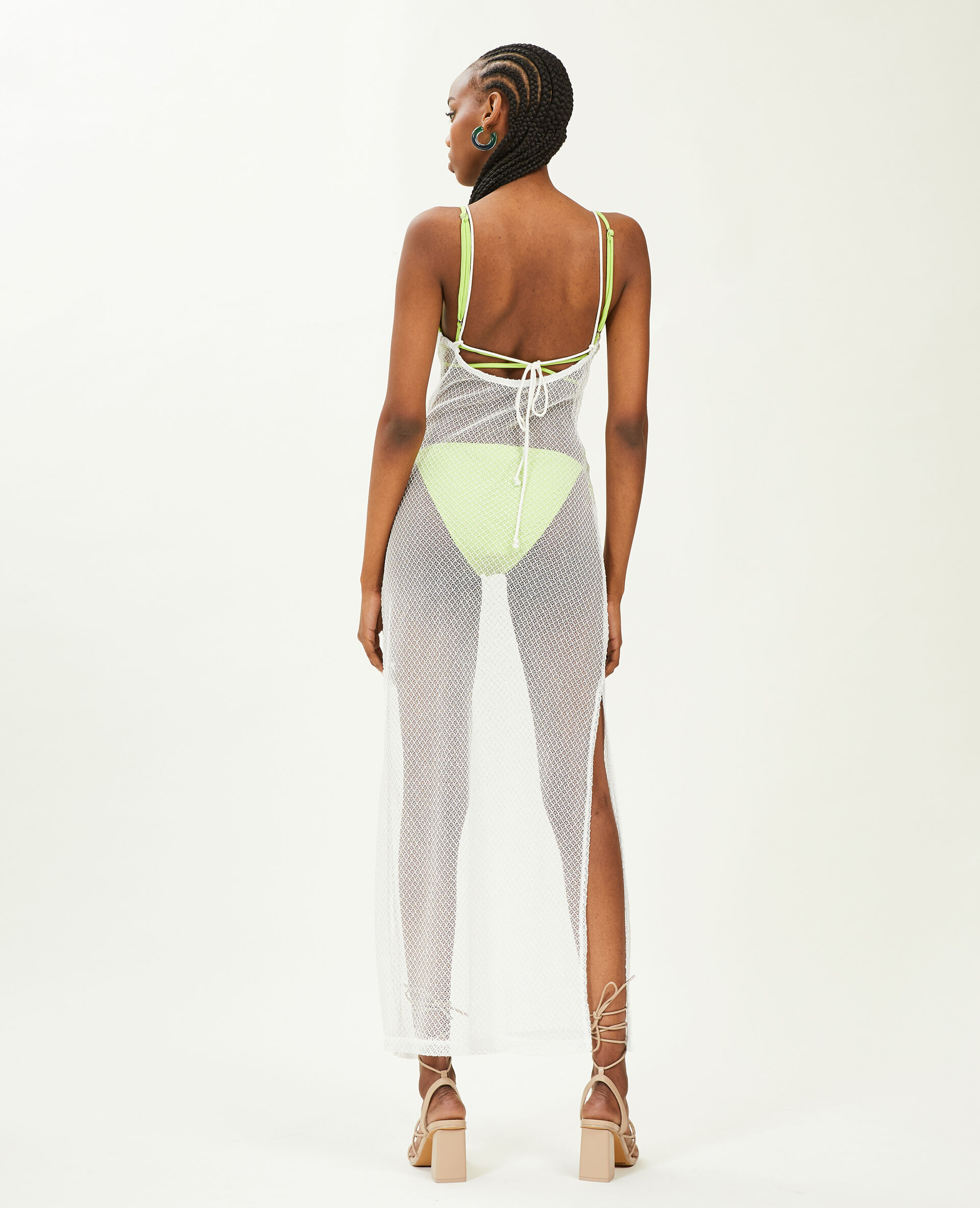 Robe longue en maille filet - Blanc