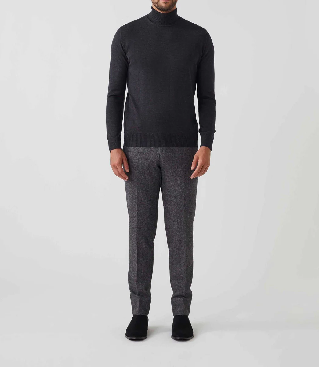 Pull col roulé gris anthracite 