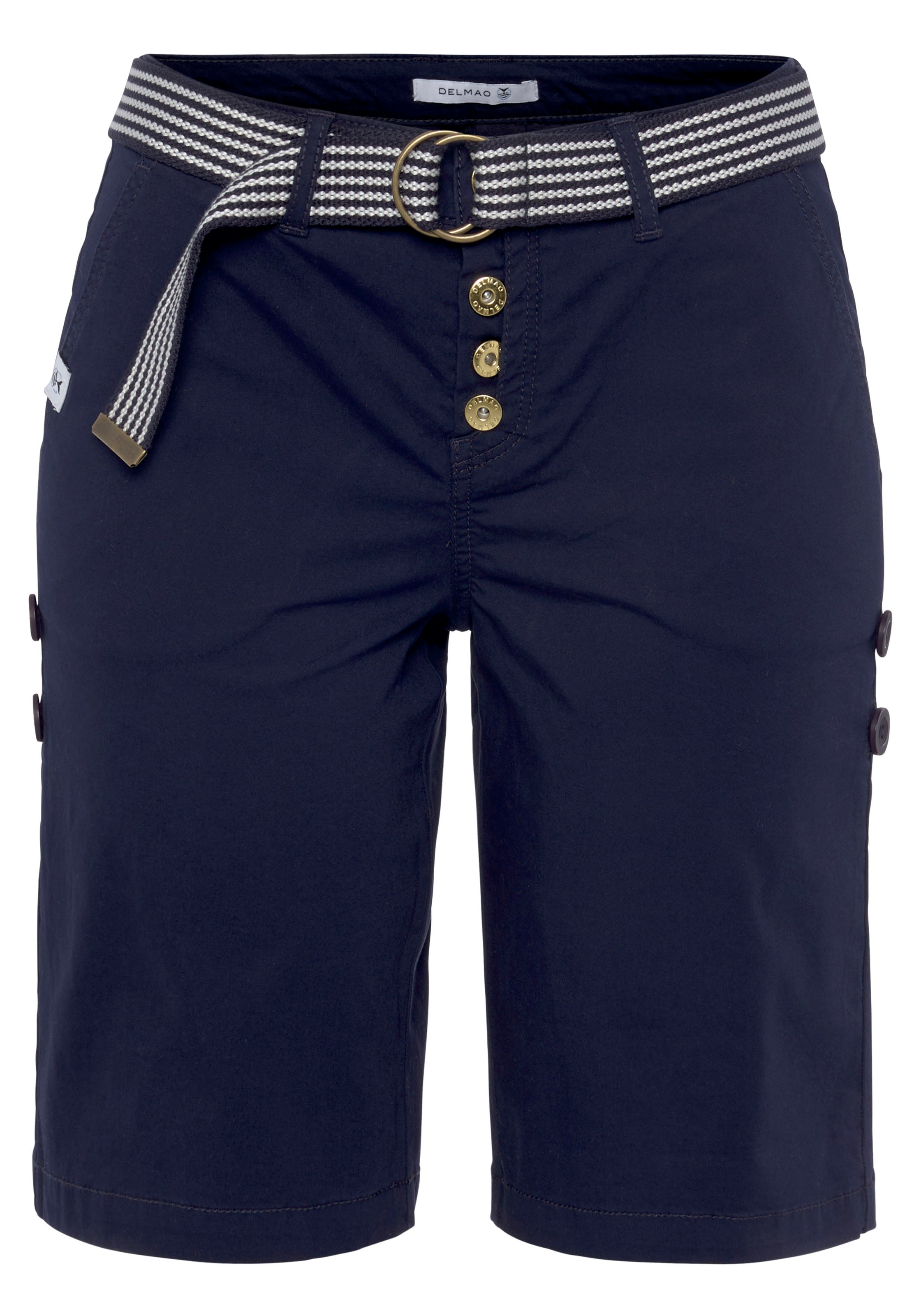DELMAO Chinoshorts  zum Krempeln, mit passendem Gürtel