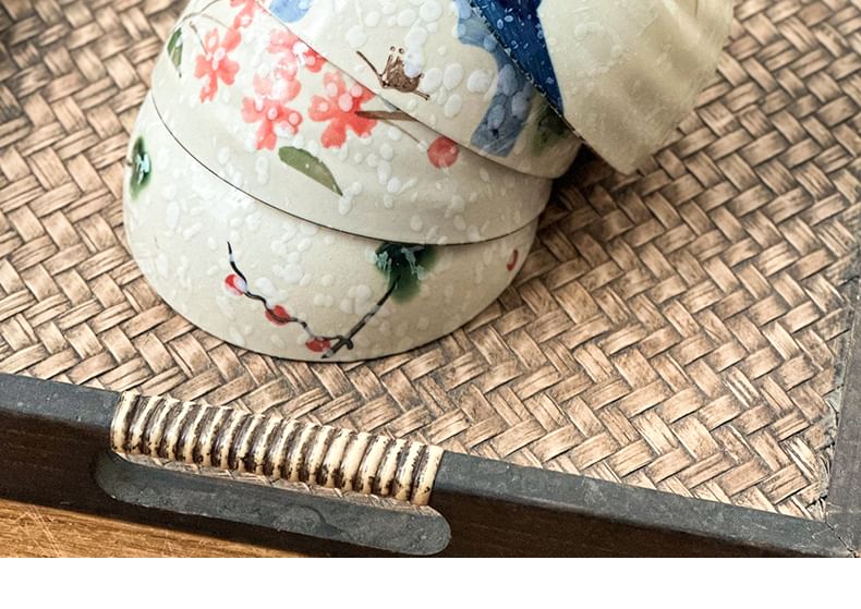 Hashi - Set van 2: Bloemenkeramiek Kom (Diverse Dessins)