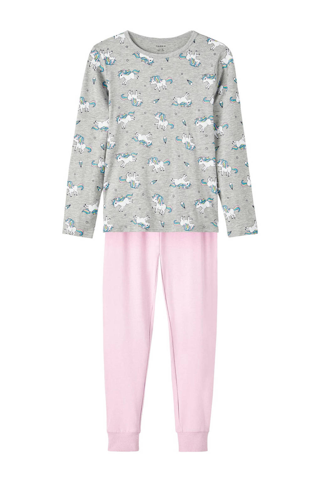 NAME IT pyjama NKFNIGHTSET met all over print grijs/roze