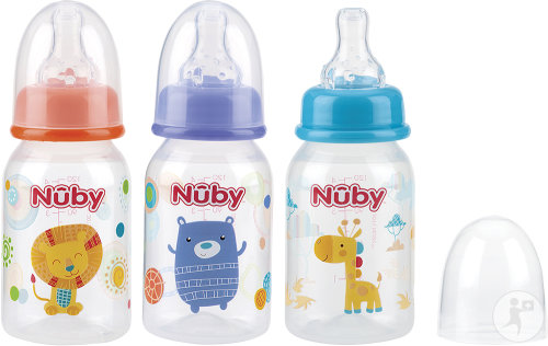 Nûby Biberon Avec Col Standard Et Tétine Anti-Colique Débit Lent 120ml +0 Mois 1 Pièce