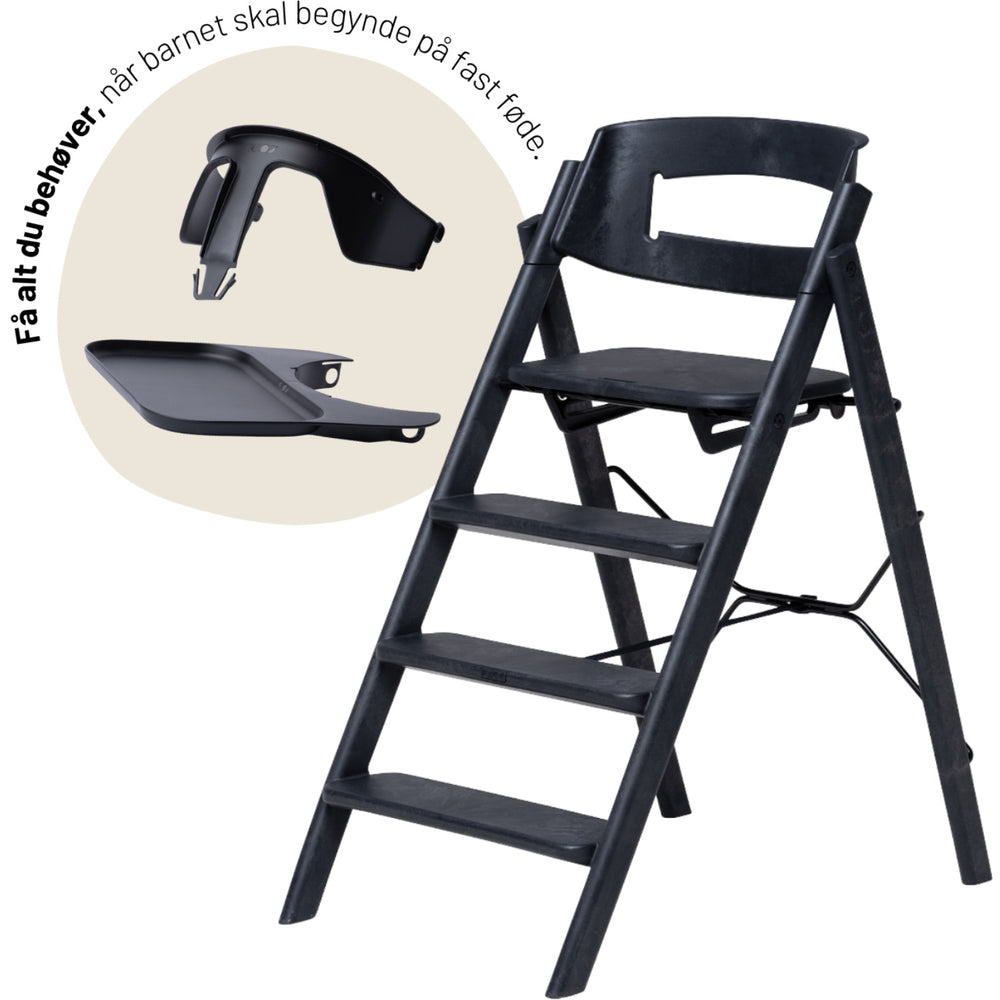 Køb KAOS Charcoal Black Klapp Højstol Recycled Med KLAPP® Sikkerhedsbøjle Og Bakke Bundle