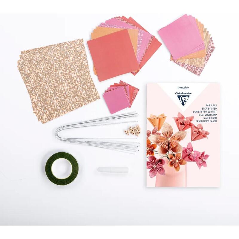KIT DÉCOUVERTE, 20,6x1,9x29cm - Bouquet de fleurs en origami