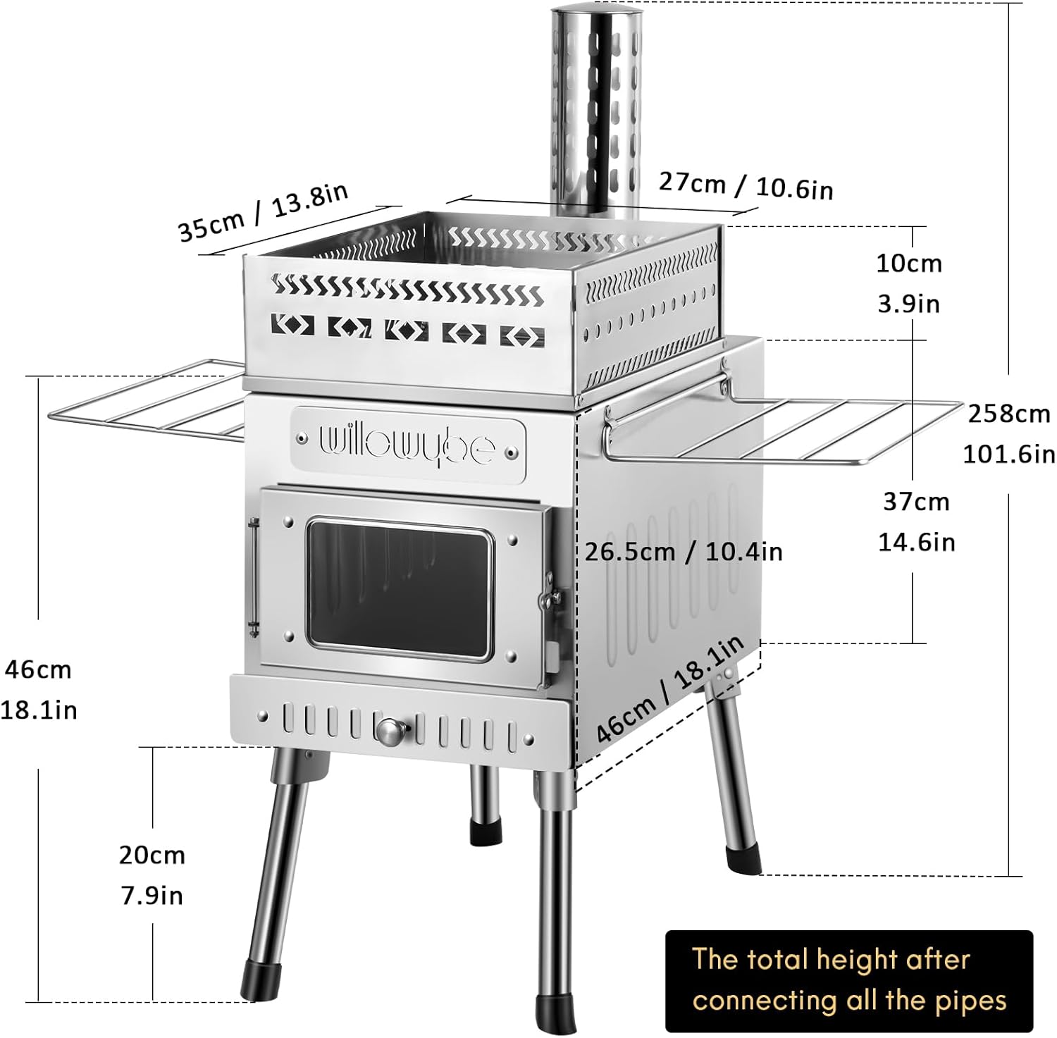 WILLOWYBE Tragbares Outdoor-Sauna-Set mit Saunazelt, Sauna-Holzofen und Schutzabdeckung – für Trockensauna, Kochen und gemeinsame Zeit mit Familie und Freunden.