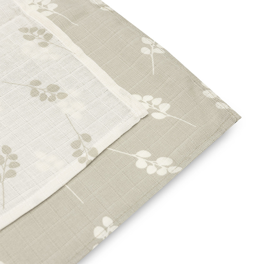 Lot de 2 langes en gaze de coton 115 x 115 cm Twig olive green