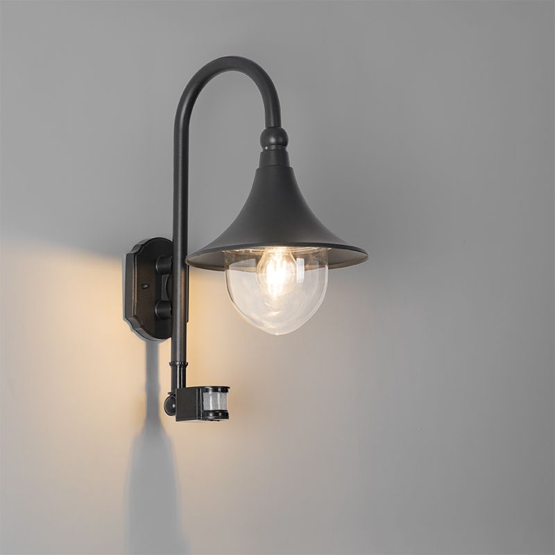 Buiten wandlamp zwart IP44 incl. bewegingsmelder - Daphne