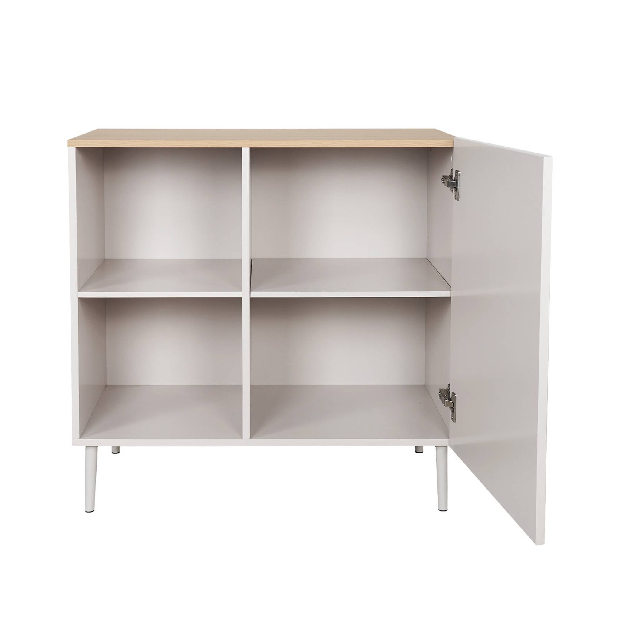sweeek - Dressoir 1 deur metaal en houtdecor 80cm