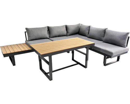 Tuinmeubelset loungeset bellavista 5-zits bestaande uit: driezitsbank, tafel inclusief kussens, aluminium antraciet