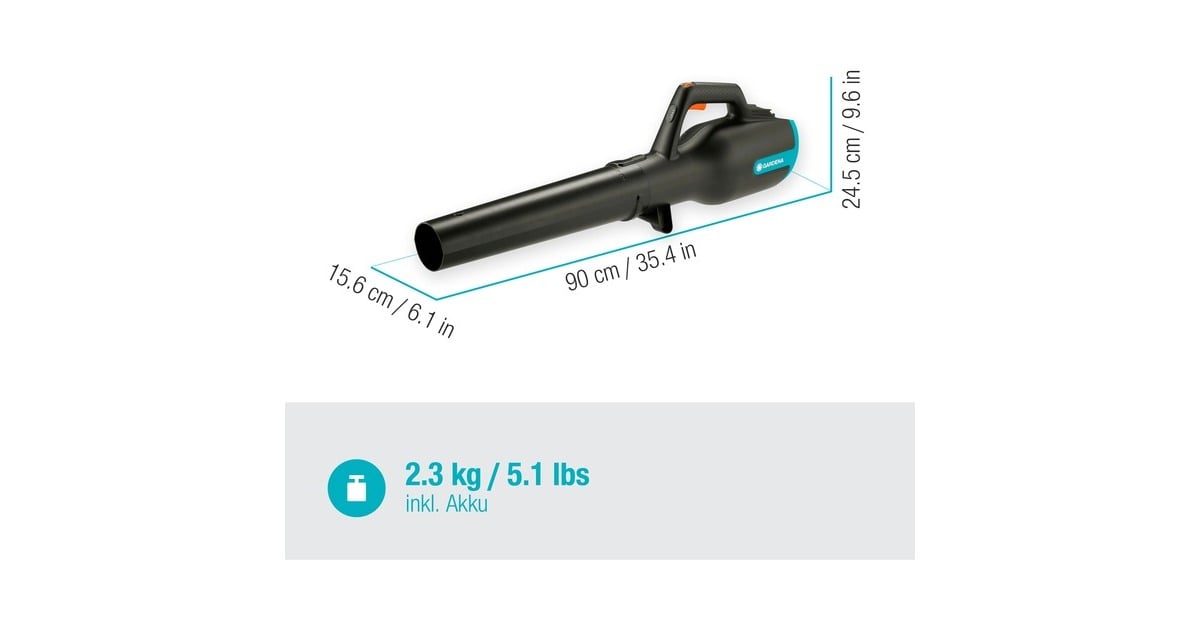 GARDENAAccu bladblazer PowerJet 18V P4A set  (Grijs/turquoise, 14890-20, Accu inbegrepen)
