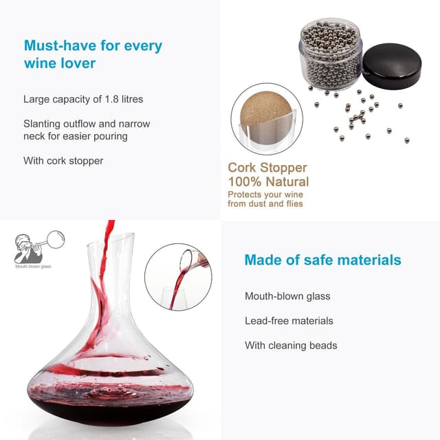 Vinkaraffel /Dekanter Glaskaraffel med 1,8 liter.