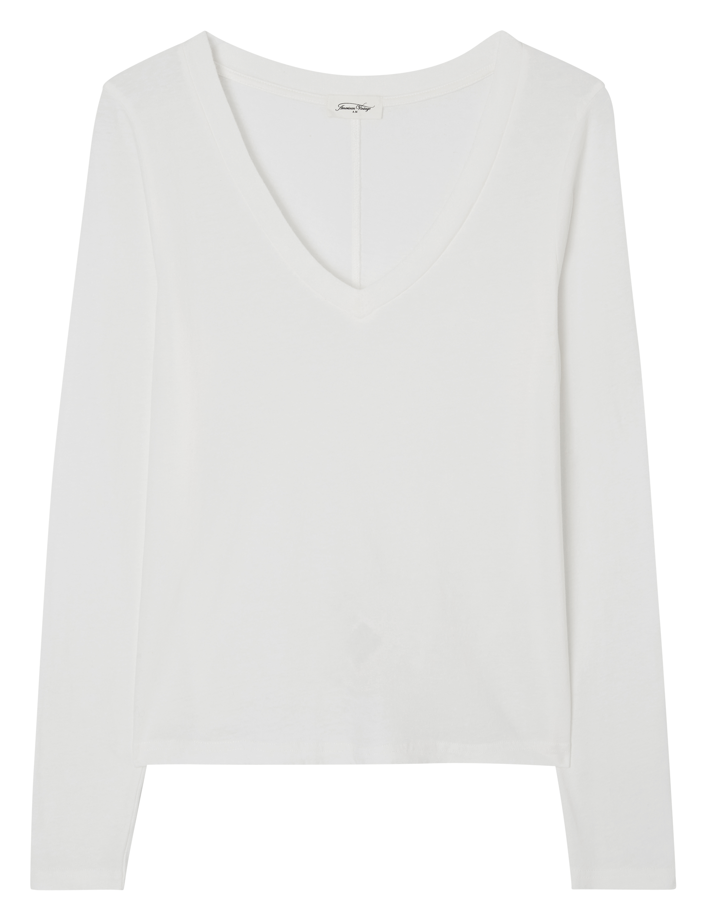 GAMIPY - Tee-shirt col V droit en coton | Blanc