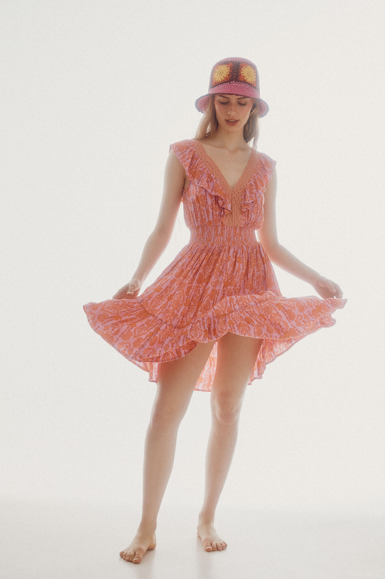 Vestido curto estampado - Multicolorido