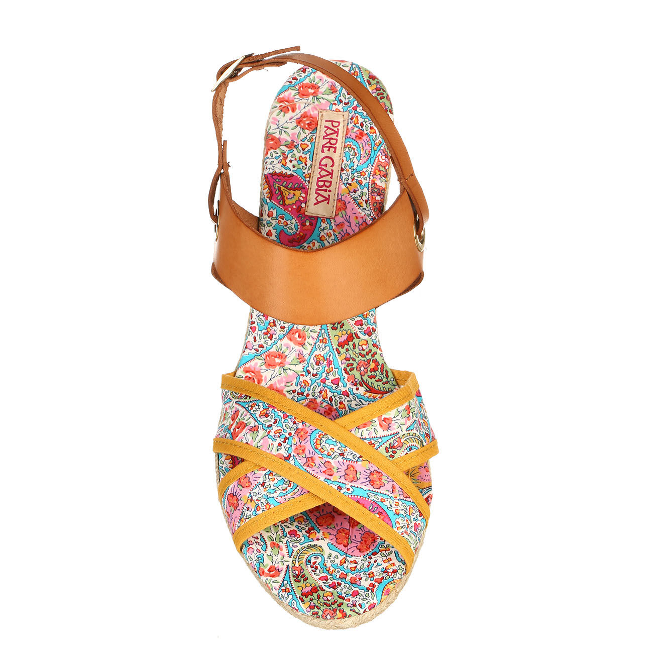 Pare Gabia Sandales compensées en Toile & Cuir Talma multicolore Talon 7cm