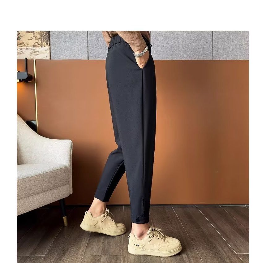 farrahces - Mid Rise Plain Cropped Tapered Dress Pants